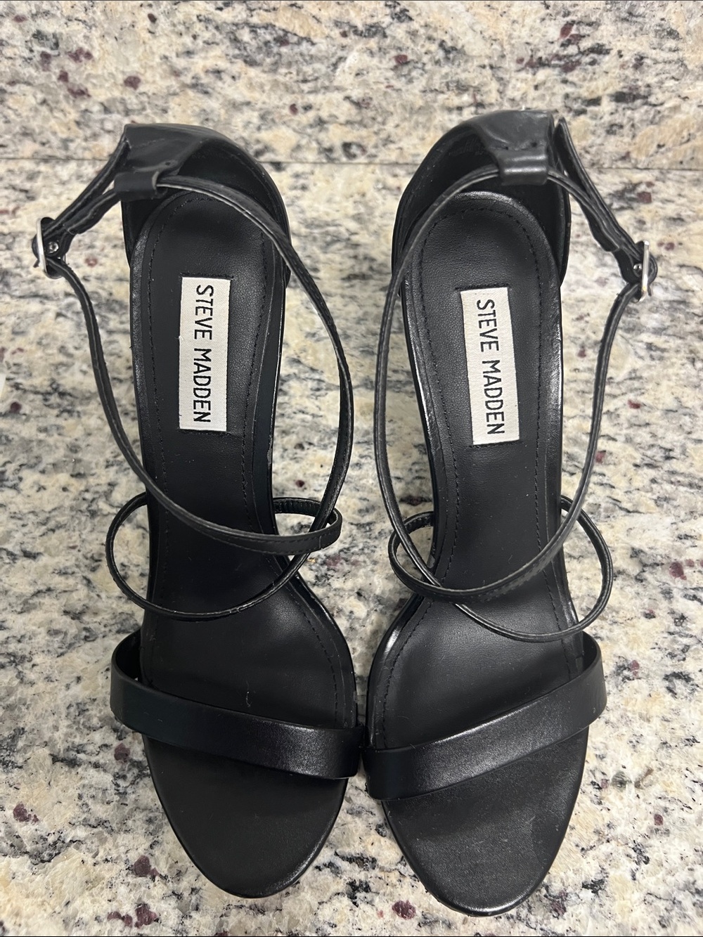 Steve Madden Black Strappy Open-Toe Ankle-Heel Sandals